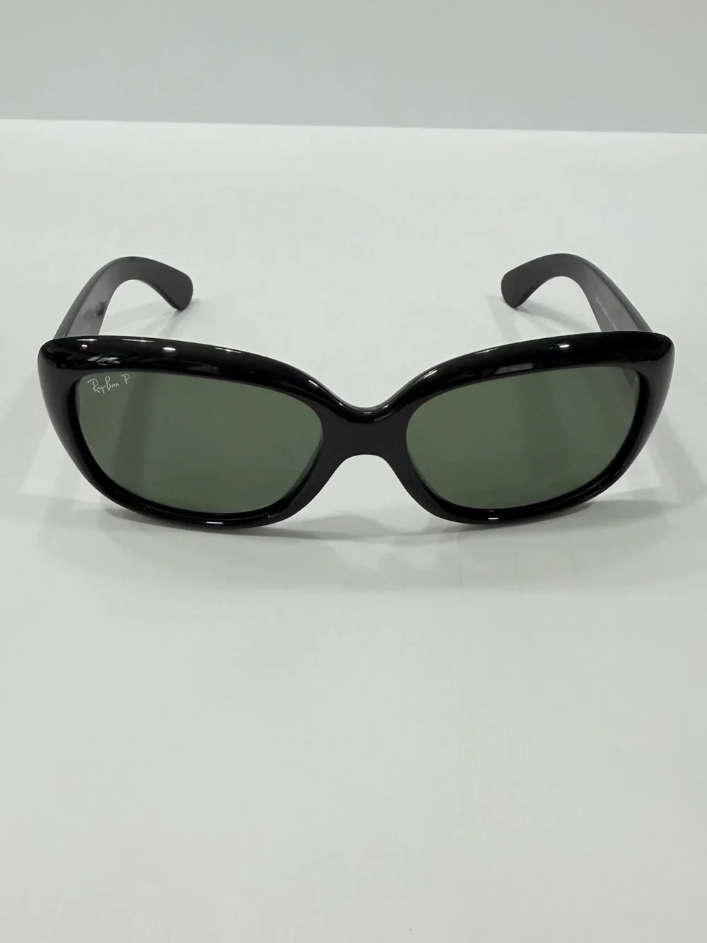 Ray-Ban Black Frame Sunglasses with Green Lenses